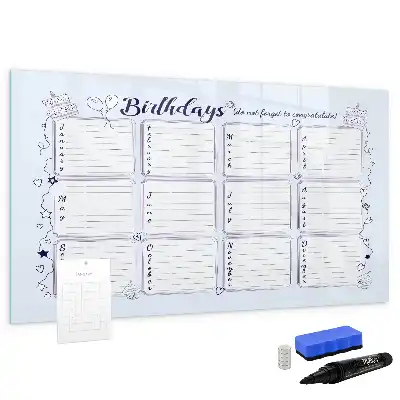 Magnetic glass dry erase board birthday card style