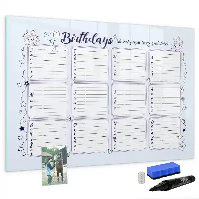 Magnetic glass dry erase board birthday card style