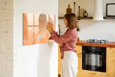 Magnetic glass dry erase board triangle abstraction design