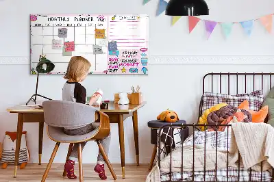 Magnetic glass dry erase board monthly planner