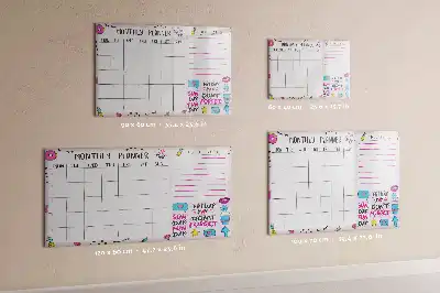 Magnetic glass dry erase board monthly planner