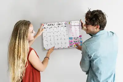 Magnetic glass dry erase board monthly planner