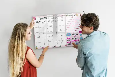 Magnetic glass dry erase board monthly planner