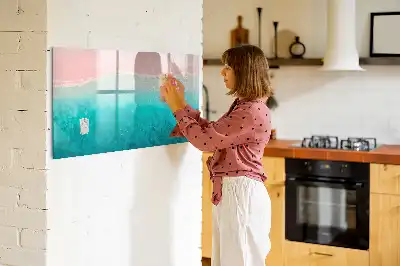 Magnetic marker board with a beach and sea design