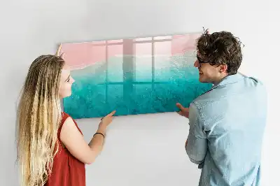Magnetic marker board with a beach and sea design