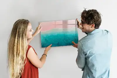 Magnetic marker board with a beach and sea design