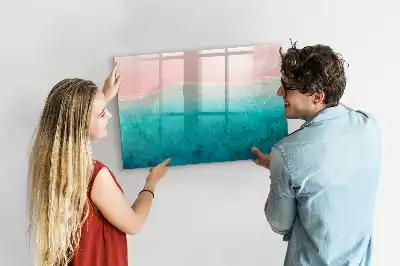 Magnetic marker board with a beach and sea design