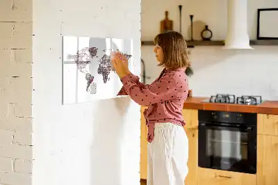 Magnetic glass dry erase board world map on brick design