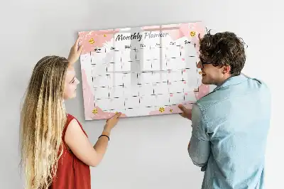 Magnetic glass dry erase board monthly planner