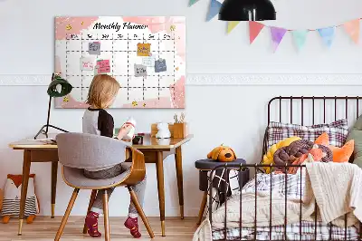 Magnetic glass dry erase board monthly planner