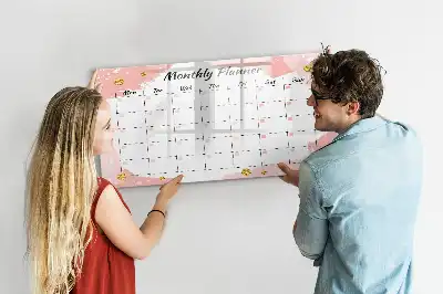 Magnetic glass dry erase board monthly planner