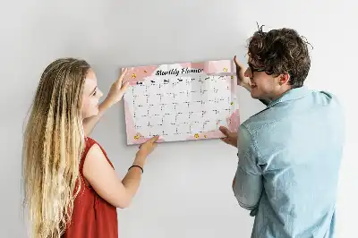 Magnetic glass dry erase board monthly planner