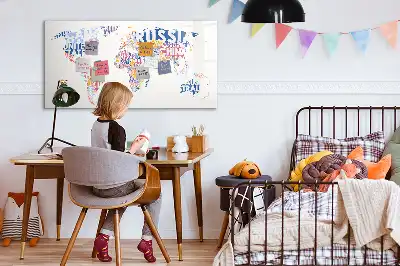 Magnetic world map whiteboard with country labels