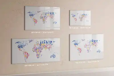 Magnetic world map whiteboard with country labels