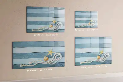 Magnetic glass dry erase board with plants and shells design