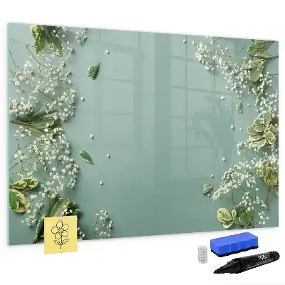 Magnetic marker board with delicate flowers design