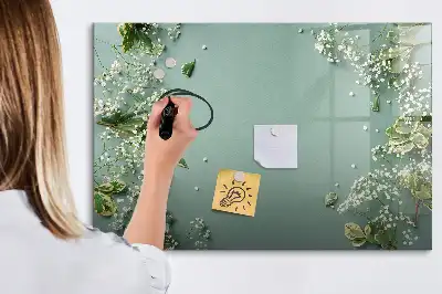 Magnetic marker board with delicate flowers design