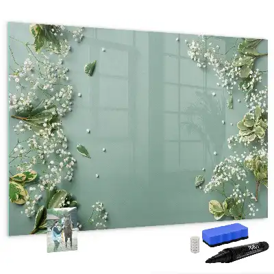 Magnetic marker board with delicate flowers design