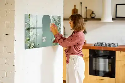Magnetic marker board with delicate flowers design