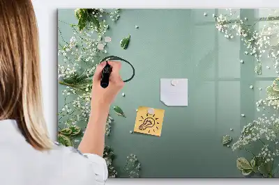 Magnetic marker board with delicate flowers design