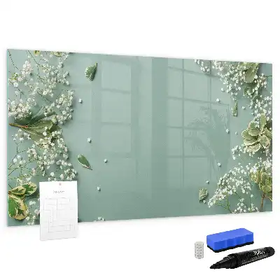 Magnetic marker board with delicate flowers design
