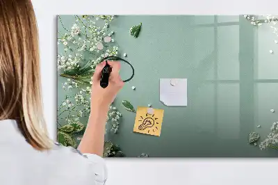Magnetic marker board with delicate flowers design