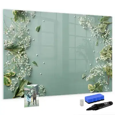Magnetic marker board with delicate flowers design