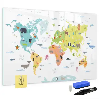 Magnetic marker board animal world map design