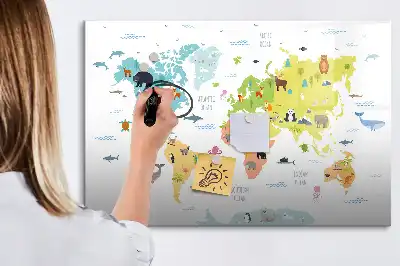Magnetic marker board animal world map design