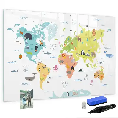 Magnetic marker board animal world map design