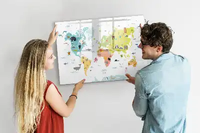 Magnetic marker board animal world map design