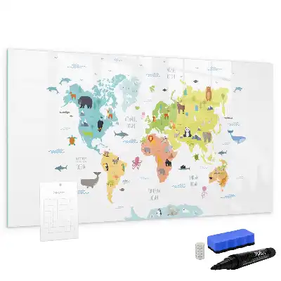 Magnetic marker board animal world map design