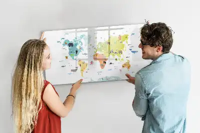 Magnetic marker board animal world map design