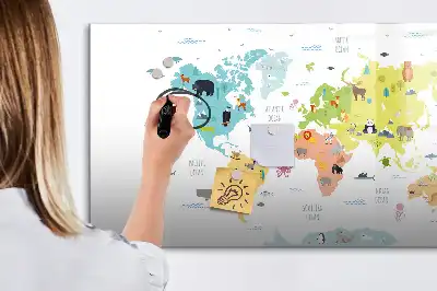 Magnetic marker board animal world map design