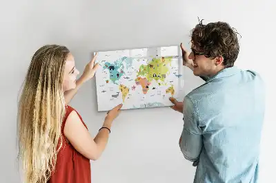 Magnetic marker board animal world map design