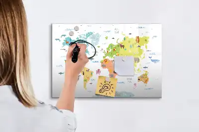 Magnetic marker board animal world map design