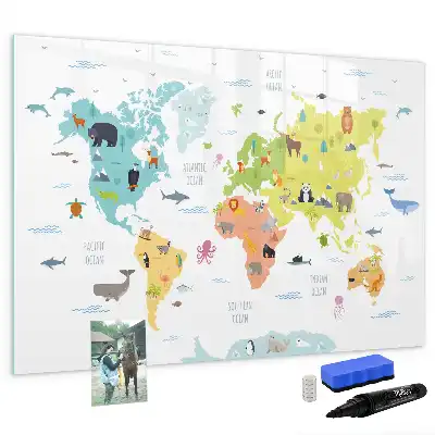 Magnetic marker board animal world map design