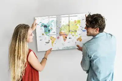Magnetic marker board animal world map design