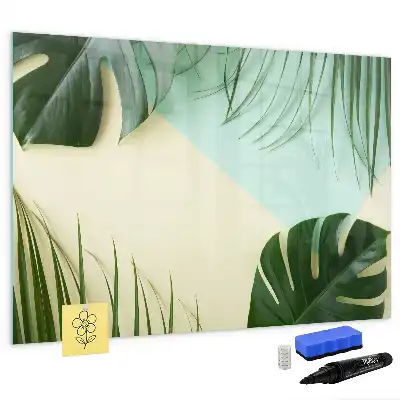 Magnetic marker board with monstera leaves print