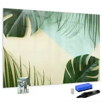 Magnetic marker board with monstera leaves print