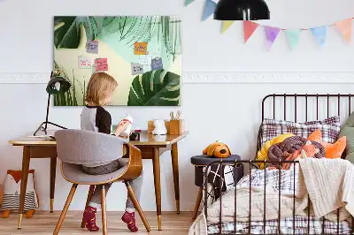 Magnetic marker board with monstera leaves print