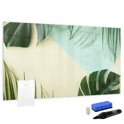 Magnetic marker board with monstera leaves print