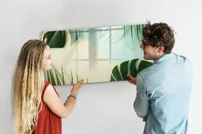 Magnetic marker board with monstera leaves print