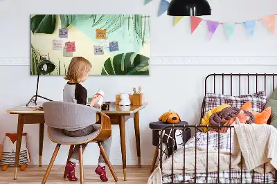 Magnetic marker board with monstera leaves print