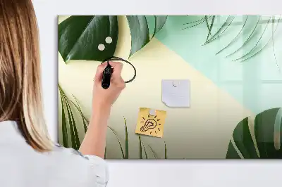Magnetic marker board with monstera leaves print
