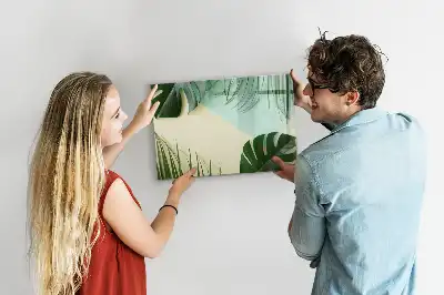 Magnetic marker board with monstera leaves print