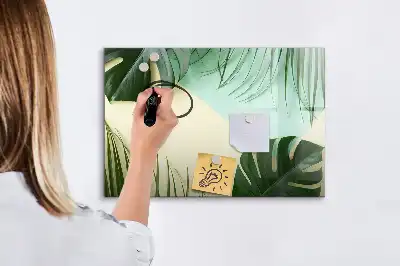 Magnetic marker board with monstera leaves print
