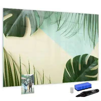Magnetic marker board with monstera leaves print