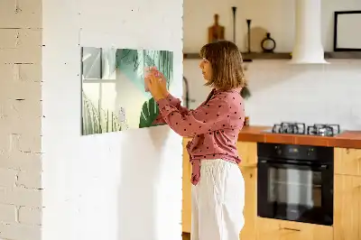 Magnetic marker board with monstera leaves print