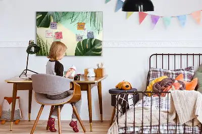 Magnetic marker board with monstera leaves print